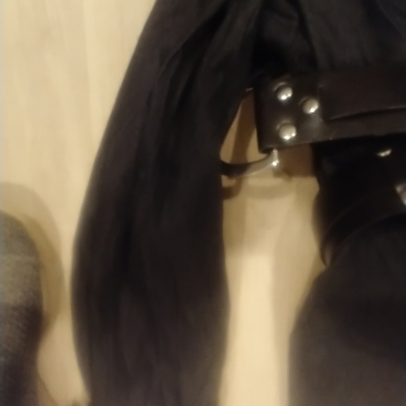 Vintage jean coat with leather belt and faux‎ fur collar Linda Lundstrom - Picture 7 of 9